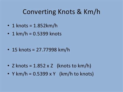 Convert knots to km/h .